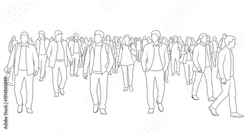 Crowd of People Walking in Various Directions.