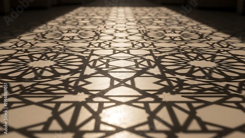 Intricate Patterned Flooring with Shadows.