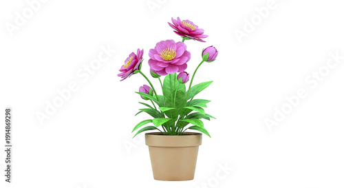 Wallpaper Mural Pink Peony Plant in Terracotta Pot Torontodigital.ca