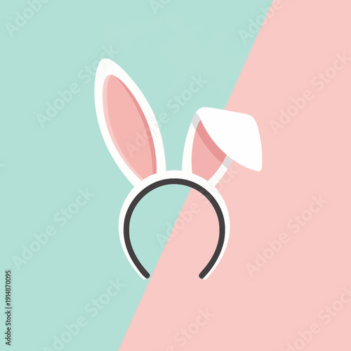 Wallpaper Mural Vector illustration of pink bunny ears headband on pastel background isolated on White Background Torontodigital.ca
