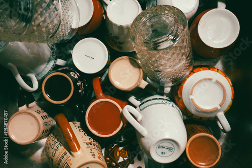 Washed coffee cups in the sink