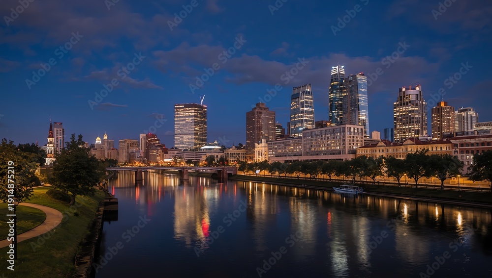 Fototapeta premium Night cityscape background
