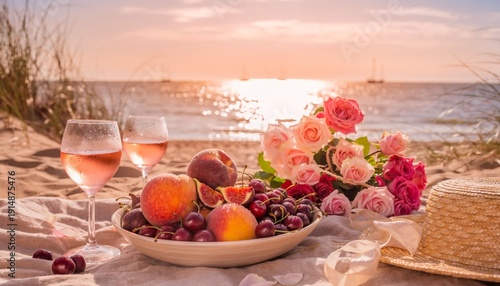Celebrate a romantic summer by the sea with fruit and roses. A memorable summer.
