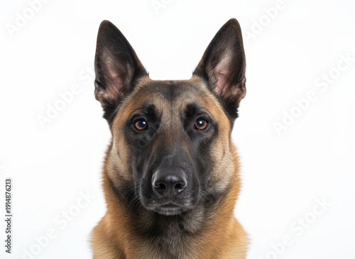 Wallpaper Mural A close-up portrait of a German Shepherd dog's face, showcasing its alert expression and focused gaze, photographed from a direct, eye-level viewpoint. Torontodigital.ca