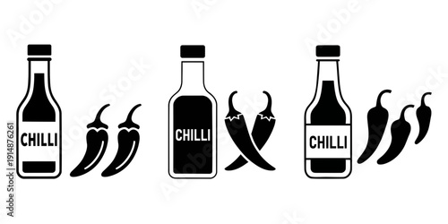 Hot pepper bottles illustration with chilli peppers design
