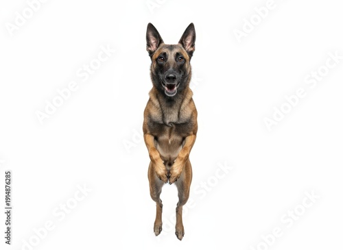 Wallpaper Mural A dog stands upright on hind legs with front paws held together in a playful stance viewed directly from front Torontodigital.ca