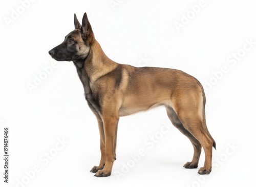 Wallpaper Mural A majestic Belgian Malinois stands proudly with alert ears on a clean background from a side viewpoint Torontodigital.ca