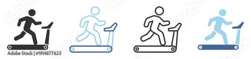Running man on treadmill icon, gym fitness cardio workout equipment vector illustration isolated on transparent background