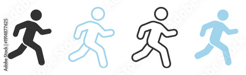 Running man icon, runner athlete jogging sport fitness symbol vector illustration isolated on transparent background