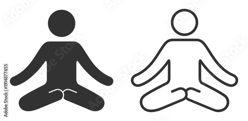 Meditation yoga lotus pose icon, mindfulness relaxation wellness balance symbol vector illustration isolated on transparent background