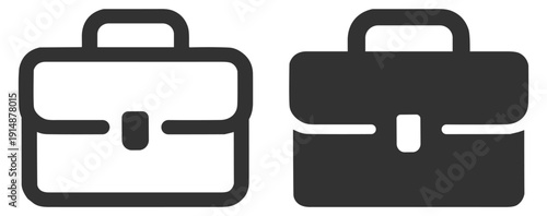 Briefcase business icon in outline and solid style, office work bag and professional portfolio symbol on transparent background
