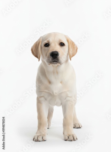 Wallpaper Mural A standing Labrador puppy looking directly at the camera with a curious expression in a studio setting Torontodigital.ca