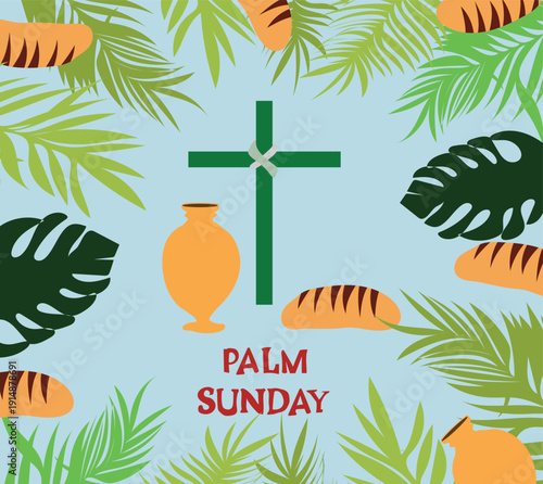 palm sunday the sunday of the passion hosanna sunday free vector illustration