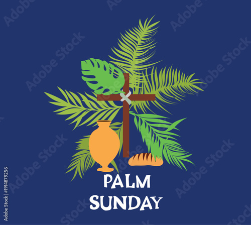 palm sunday the sunday of the passion hosanna sunday free vector illustration