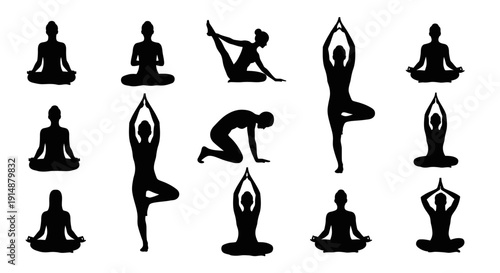 Wellness Yoga Silhouette Vector Collection