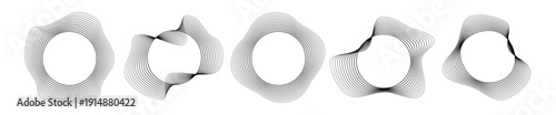 Set of round curved sound waves with dynamic wavy stripes
