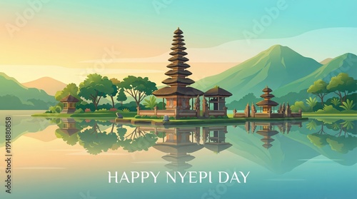 Wallpaper Mural Happy Nyepi Day of Silence Vector Greeting Card. Torontodigital.ca