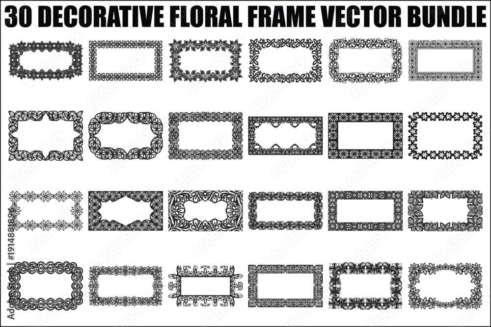 Fototapeta premium Decorative Floral Frame Bundle