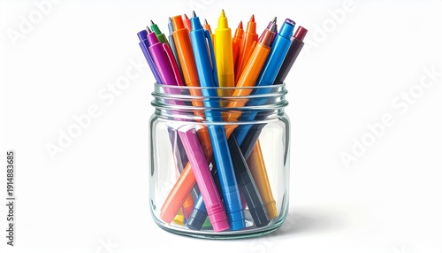 Wallpaper Mural glass Jar Filled with Colorful Markers Torontodigital.ca