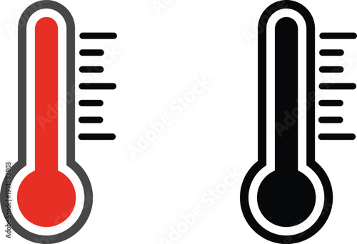 Thermometer temperature measurement icon set, Thermometer climate gauge symbol Vector illustration.