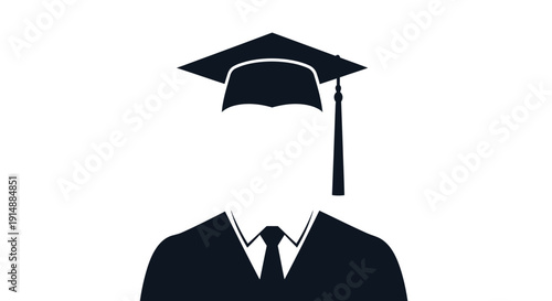 Silhouette of a person wearing a graduation cap and gown, symbolizing academic achievement and education.