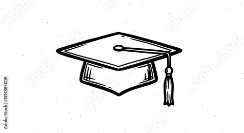 A hand-drawn sketch of a graduation cap with a tassel, symbolizing academic achievement and education.
