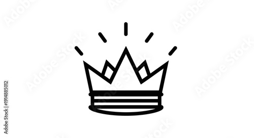 A minimalist line art illustration of a crown with radiating lines, symbolizing royalty, success, or importance.