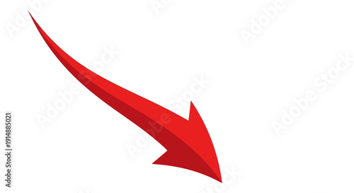 A vibrant red arrow curves downwards, indicating direction or a downward trend.