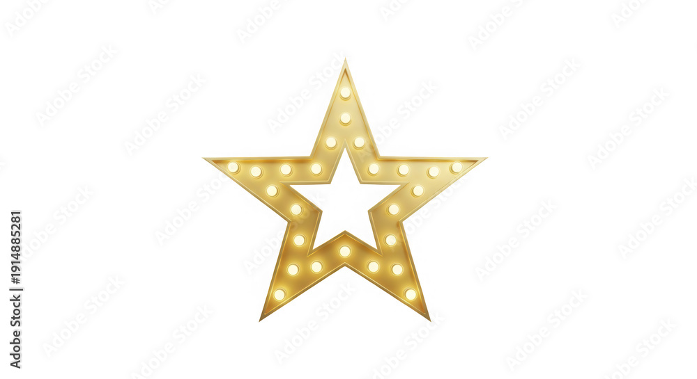 Fototapeta premium A radiant gold star with a dotted pattern on a white background isolated on transparent background