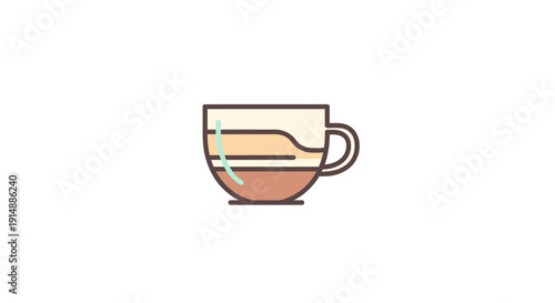 Minimalistic illustration of a layered coffee beverage in a cup on a white background