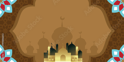 
abstract landscape background light brown with mosque ornaments