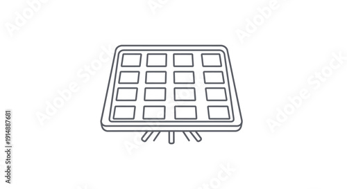 Minimalist outline illustration of a solar panel array on a white backdrop design