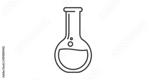 Minimalist Laboratory Flask Illustration Against White Background for Scientific Concepts