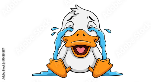 Sad Duckling Illustration Crying Tears of Sadness and Distress