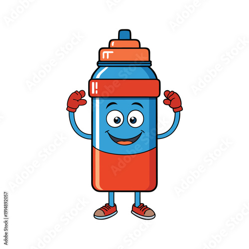 Happy sports water bottle mascot for Global Running Day hydration