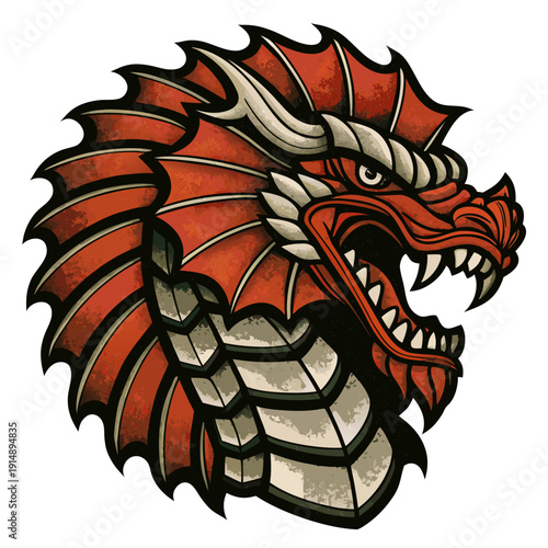 un feroce drago cinese, logo, tattoo 02