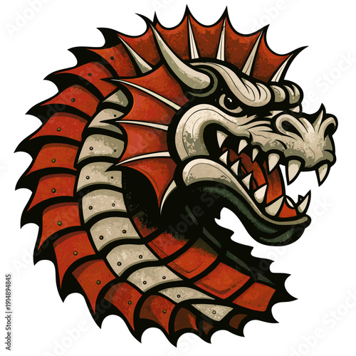 un feroce drago cinese, logo, tattoo 04