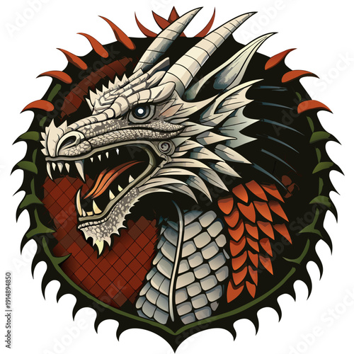 un feroce drago cinese, logo, tattoo 03