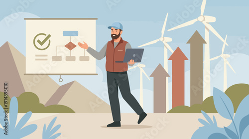 Renewable Energy Expert Presentation: Analyzing Wind Farm Project Workflow and Sustainable Growth Strategy