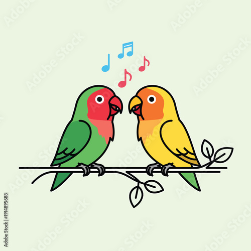 Lovebirds Singing Together