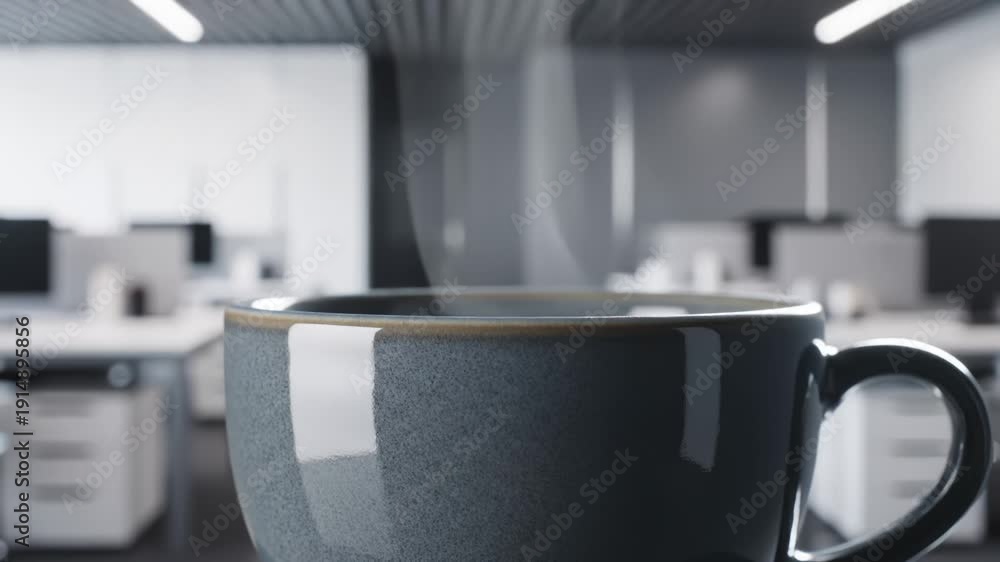 custom made wallpaper toronto digitalSteaming Coffee Cup in Modern Office Environment