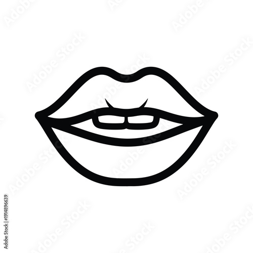Glossy Lips Icon Vector Symbol Design Illustration