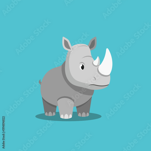 Gray Cartoon Rhinoceros