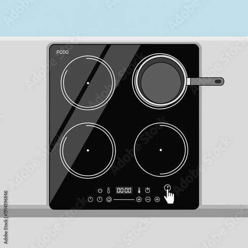 Modern Black Induction Cooktop