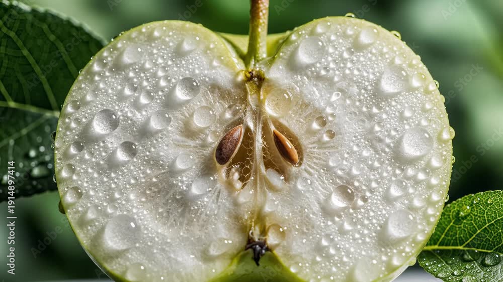 custom made wallpaper toronto digitalFresh Apple Half With Water Droplets, Macro Close-Up