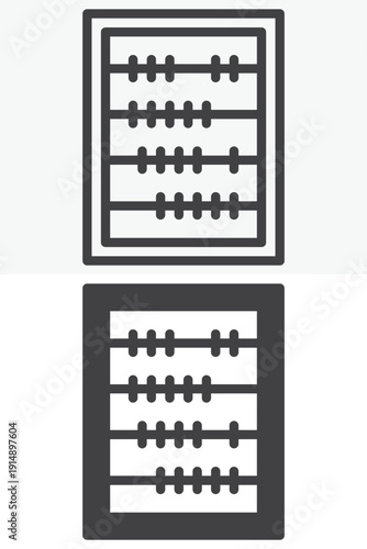 Abacus icon set in line and solid style. Outline and solid vector sign symbol with editable stroke. Abacus icon for accounting calculation and finance education.