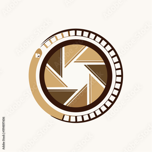 Abstract Circular Aperture Symbol with Geometric Patterns and Subtle Color Tones