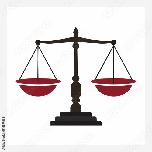 Abstract balanced scale icon representing legal principles and social justice in a clear graphic symbol