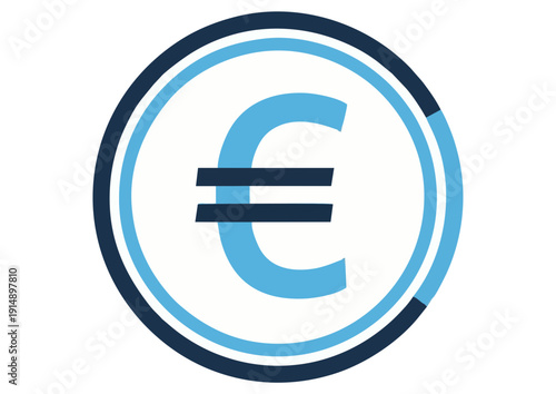 Double-Circle Euro Symbol Icon: Blue and White Currency Logo