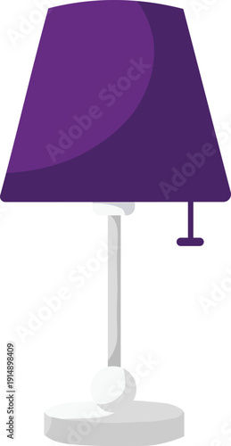 Modern table lamp with purple shade minimalist vector illustration for interior design and home decor